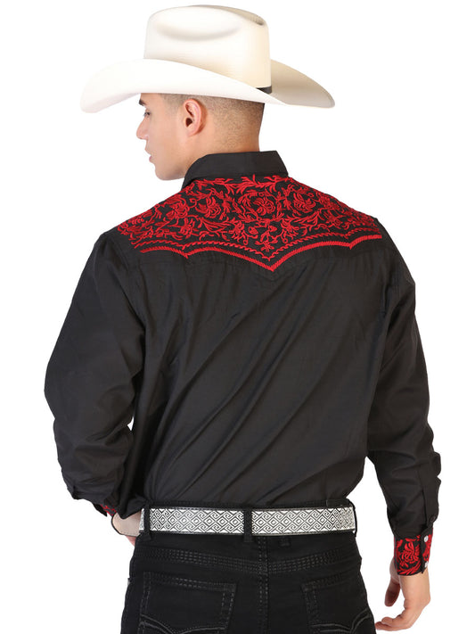 Camisa bordada El Señor de los Cielos Negra/Roja 43301