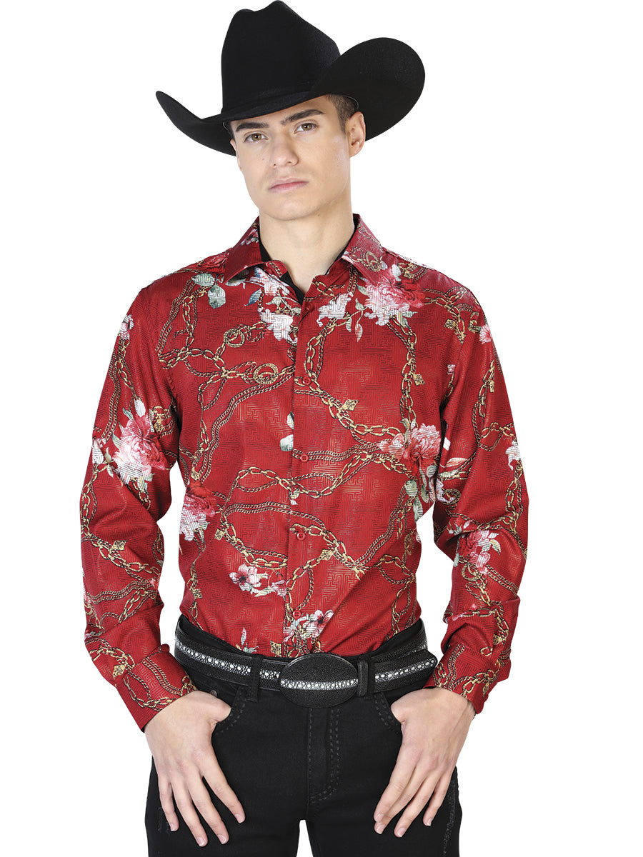 Wine Casual Long Sleeve Shirt 43879