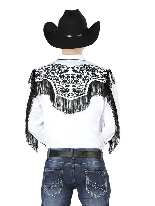 Camisa Bordada El Señor de los Cielos Blanca/Negra 44223