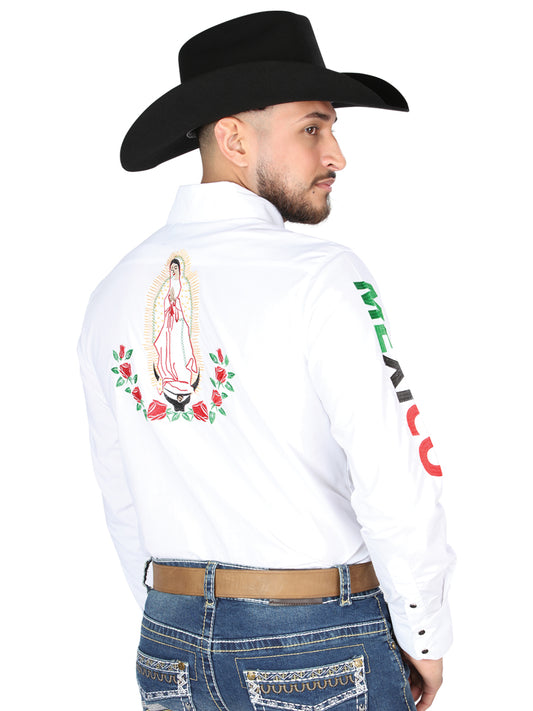 El General Camisa vaquera bordada blanca/rosas 44294