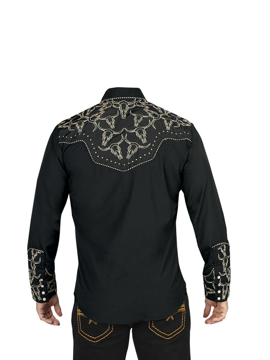 Camisa Bordada El Señor De Los Cielos Negro/Oro 44338