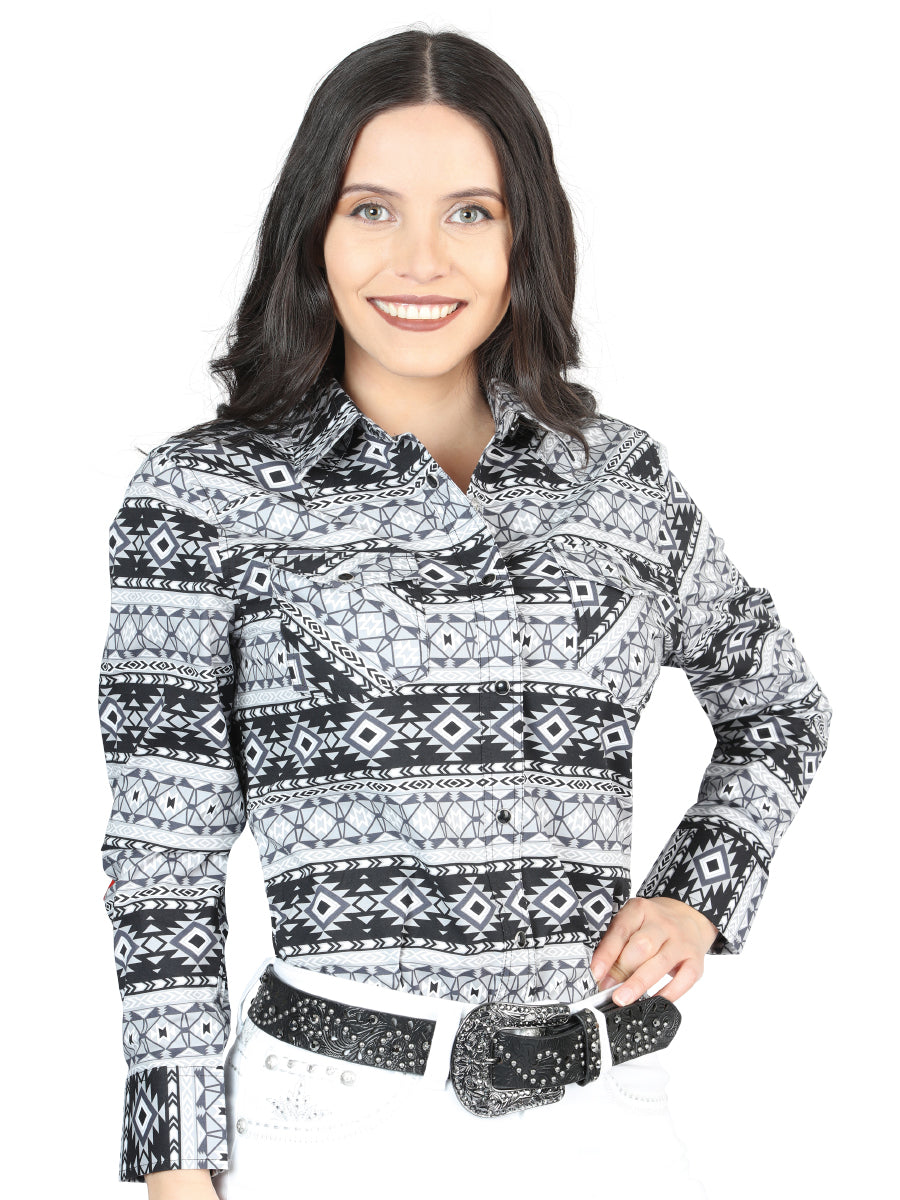 Casual Long-Sleeve Shirt by El General White/Black 44405
