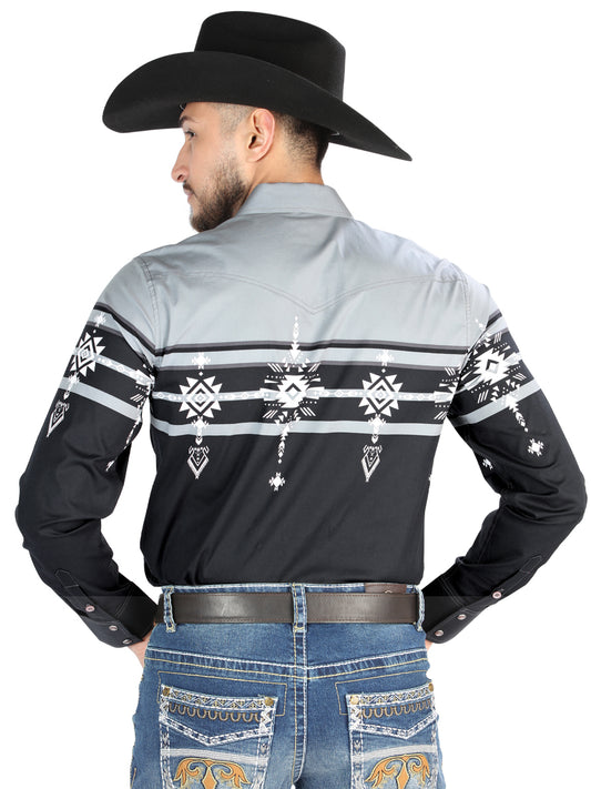 El General - Camisa informal de manga larga - Negro/Gris 44452
