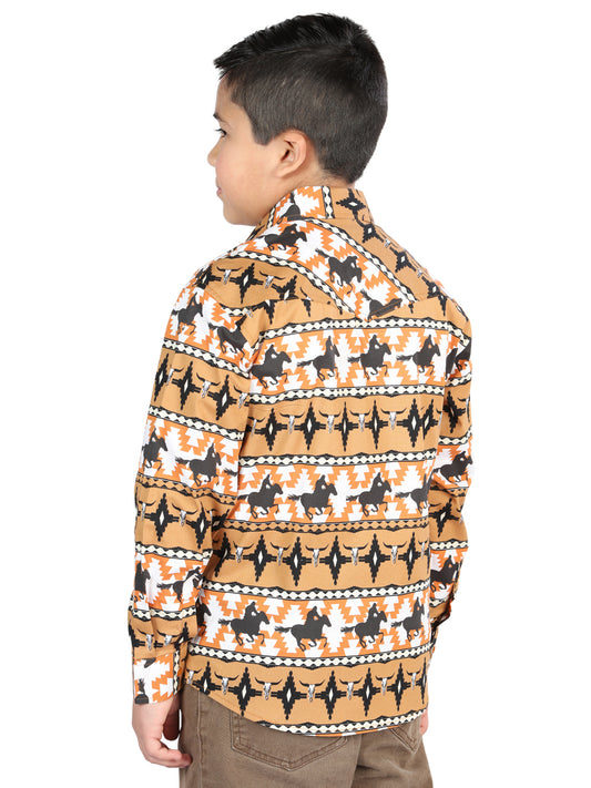Camisa informal de manga larga de El General, amarilla 44493