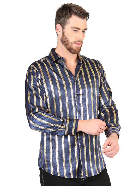 Camisa informal de manga larga El General Navy/Gold 44553