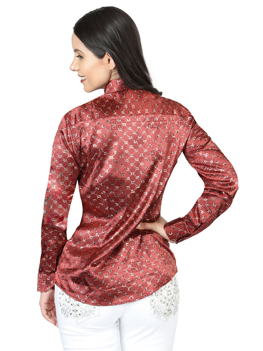 Camisa informal de manga larga El General Burgundy/Gold 44555