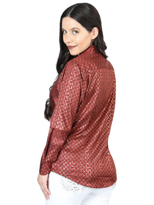 Camisa de manga larga informal El General color borgoña - 44561