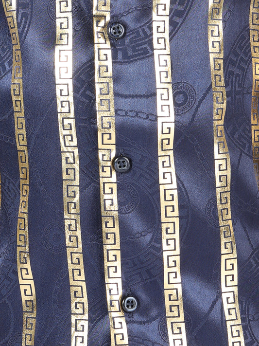 Camisa de manga larga informal El General Azul Marino/Oro 44571