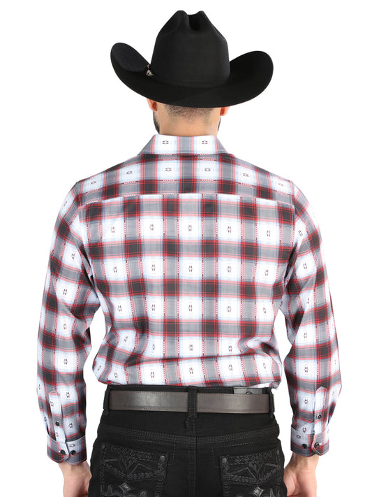 El General - Camisa informal de manga larga - Negro/Rojo 44701