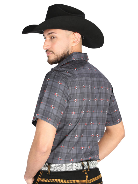 El General - Camisa informal de manga larga - Gris/Marrón 44708