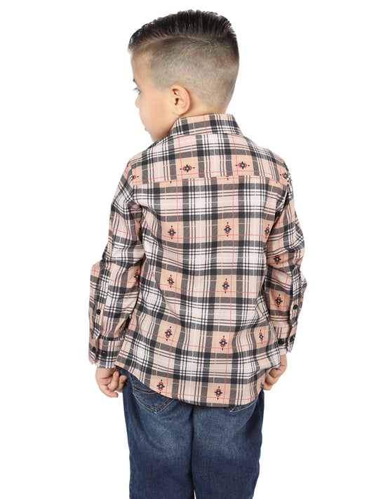 Camisa casual de manga larga El General Beige/Negra 44732