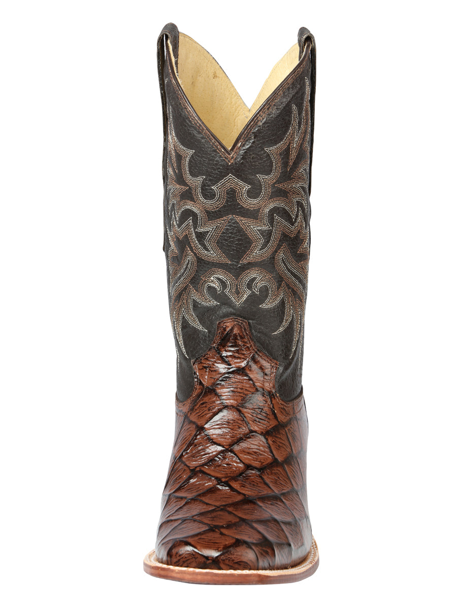 El Señor de los Cielos Men’s Rodeo Boot - Monster Fish Imitation  Leather - Brown 44931
