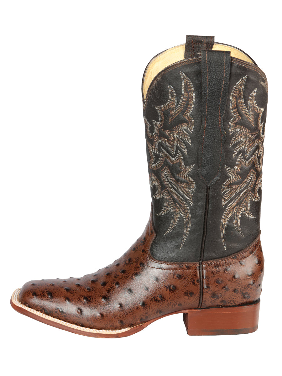 El Señor de los Cielos Men’s Rodeo Boot - Imitation Ostrich Leather -  Brown 44934