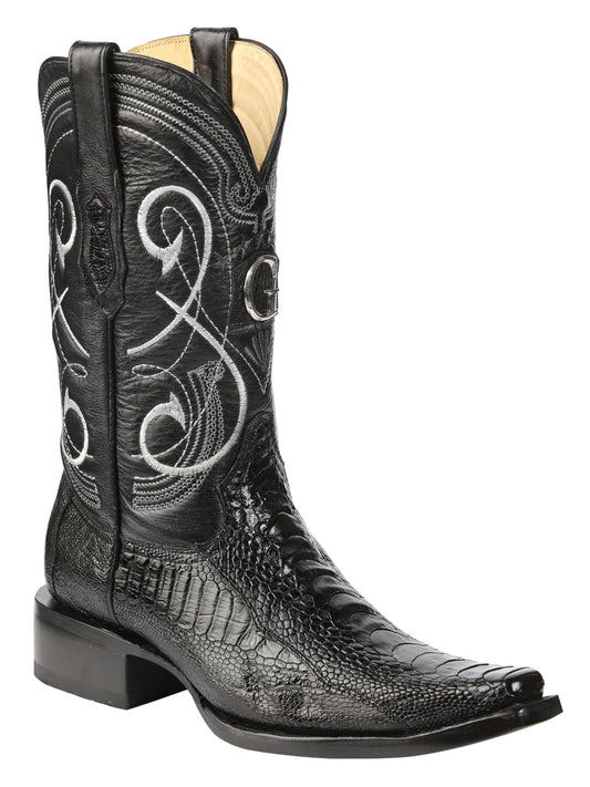 Botas Vaqueras de Pata de Avestruz Exótica para Hombre El General - Negras 45067