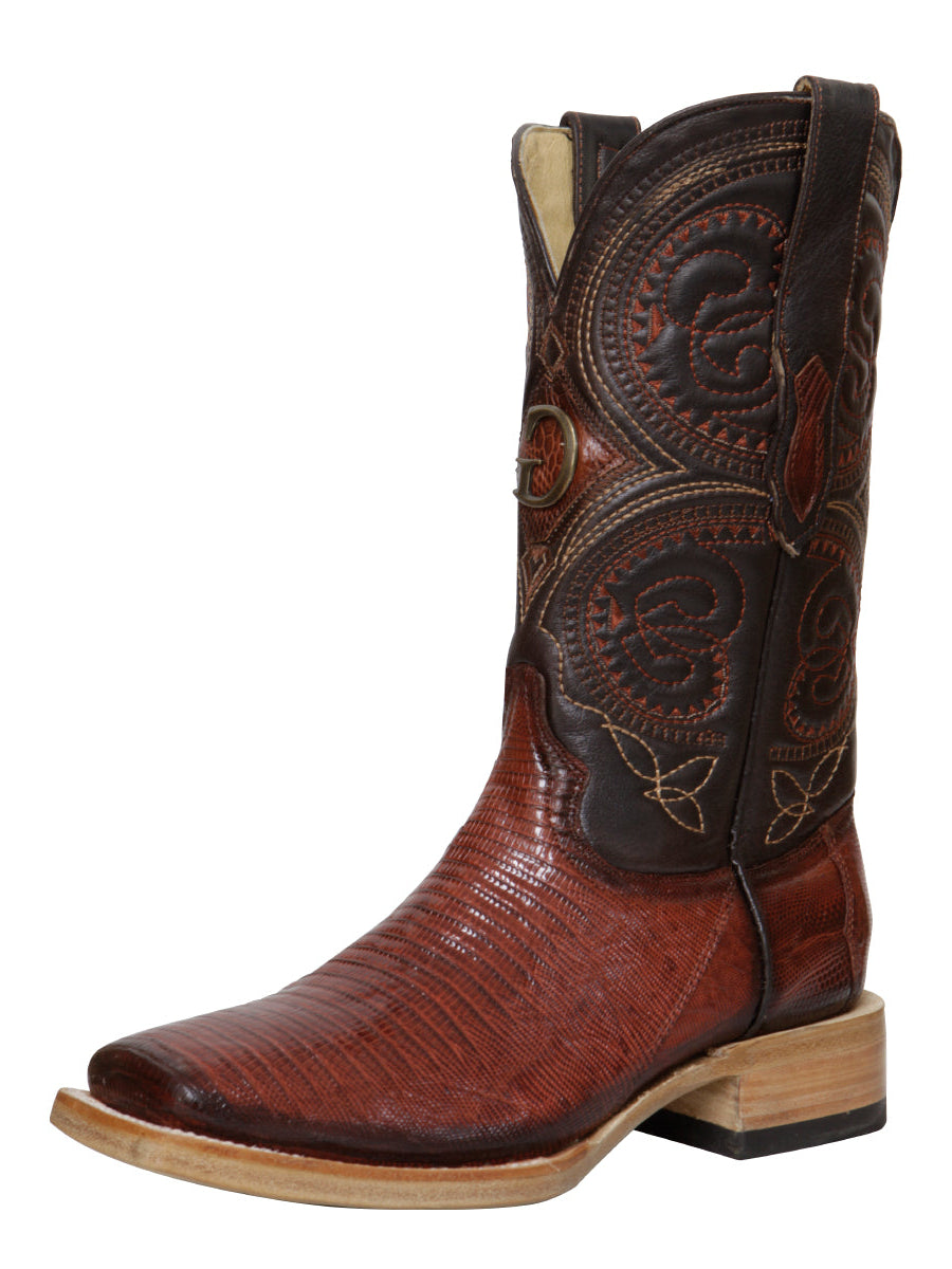 El General Men's Exotic Lizard Rodeo Cowboy Boots - Cognac  45071