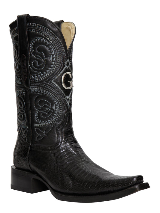 Botas vaqueras de lagarto exótico El General para hombre - Negro 45072
