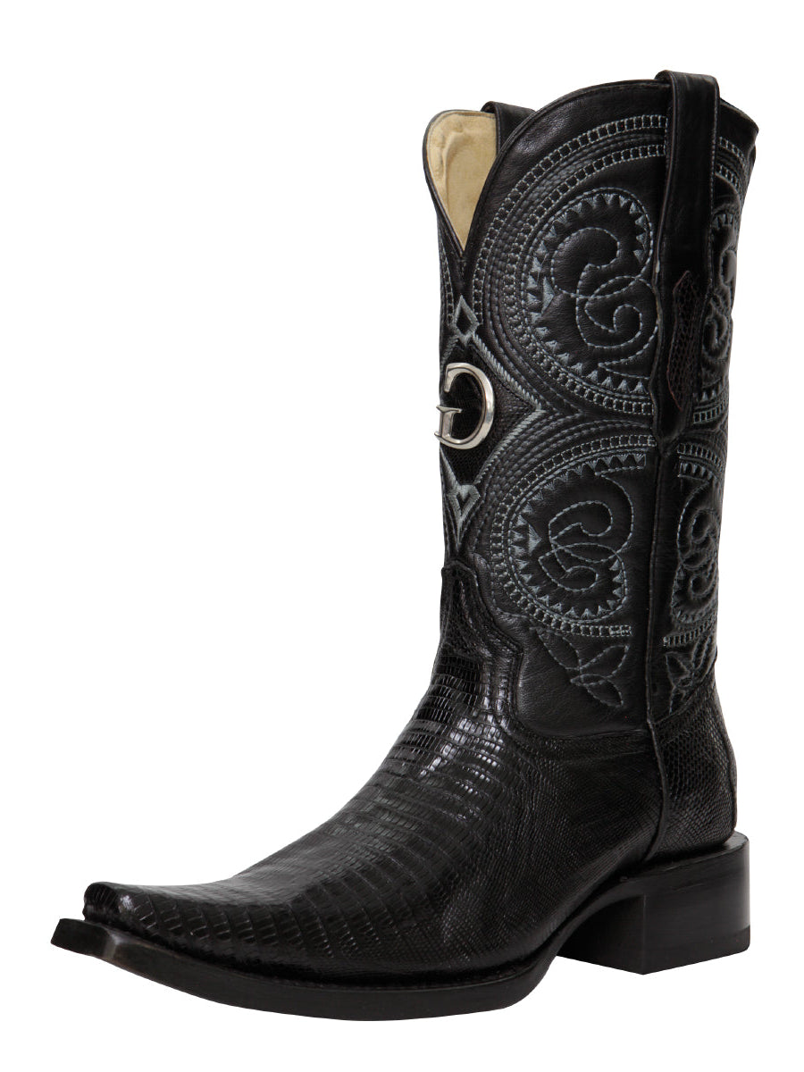 El General Men's Exotic Lizard Cowboy Boots - Black 45072