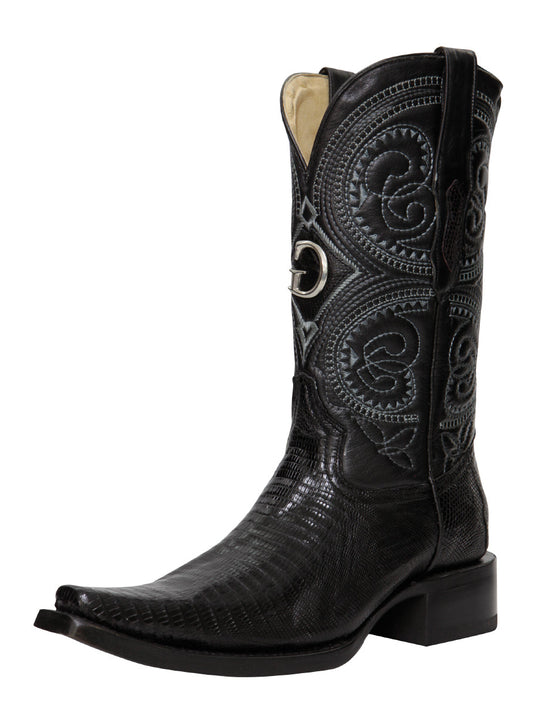 El General Men's Exotic Lizard Cowboy Boots - Black 45072