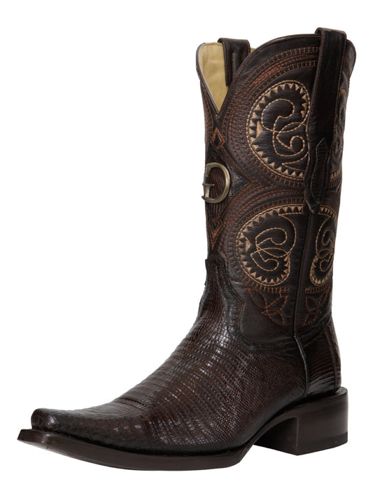 El General Men's Exotic Lizard Cowboy Boots - Brown 45073