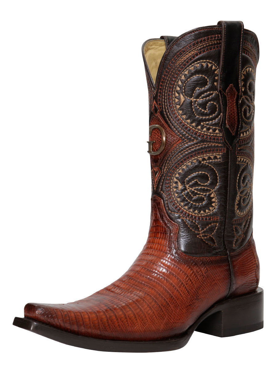 El General Men's Exotic Lizard Cowboy Boots - Cognac 45074