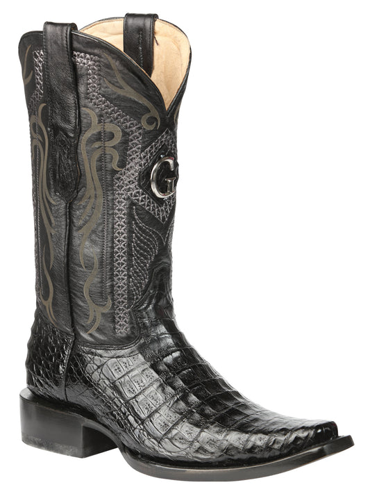 Botas Vaqueras de Hombre de Piel Exótica de Vientre de Caimán El General - Negro 45078