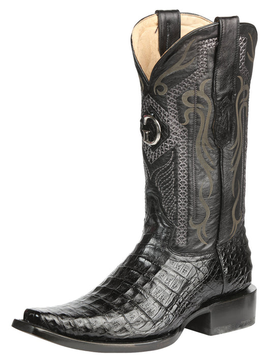 El General Men's Exotic Caiman Belly Cowboy Boots - Black 45078