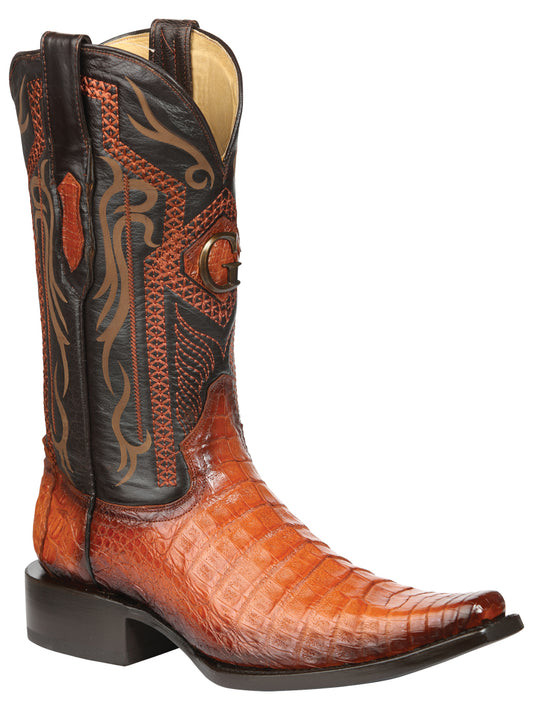 Botas vaqueras de vientre de caimán exótico para hombre El General - Coñac 45080