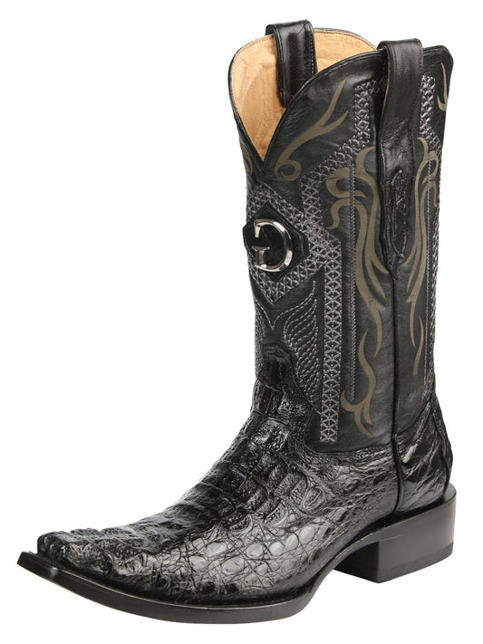 El General Men's Exotic Caiman Nuca Cowboy Boots - Black 45081