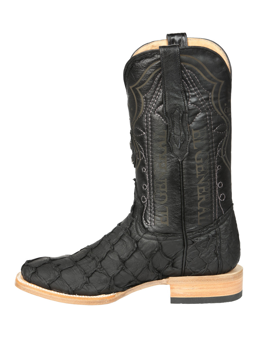 El General Men's Exotic Monster Fish Rodeo Cowboy Boots - Black  45083