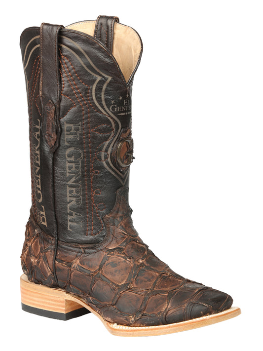 Botas vaqueras El General para hombre, exóticas, de piel de monstruo, para rodeo - Marrón 45084