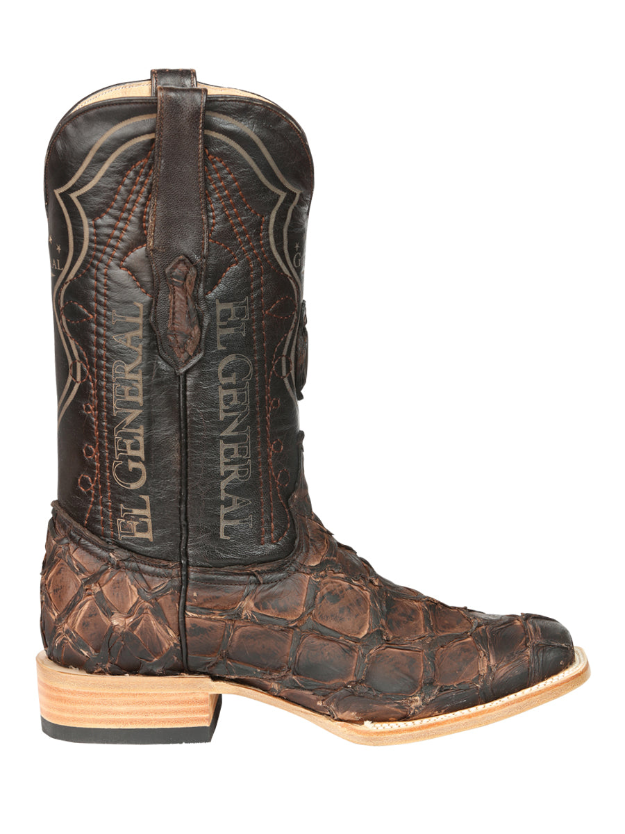El General Men's Exotic Monster Fish Rodeo Cowboy Boots - Brown  45084