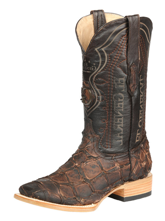 El General Men's Exotic Monster Fish Rodeo Cowboy Boots - Brown  45084