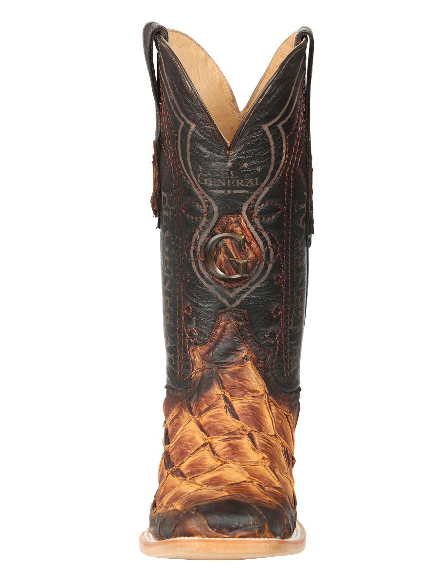 El General Men's Exotic Monster Fish Rodeo Cowboy Boots - Cognac  45085