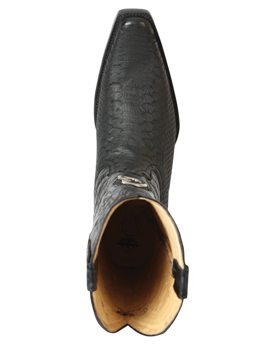 El General Men's Exotic Python Leather Cowboy Boots - Black  45087