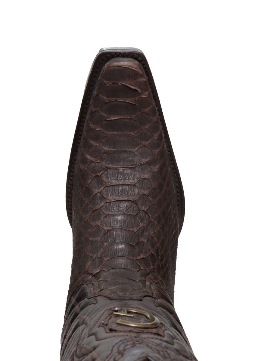 El General Men's Exotic Python Leather Cowboy Boots - Brown  45088