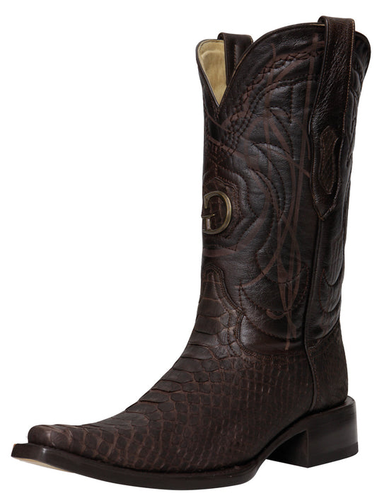 El General Men's Exotic Python Leather Cowboy Boots - Brown  45088