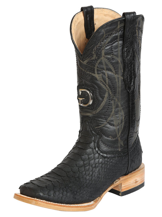 El General Men's Exotic Python Rodeo Boots - Black 45089