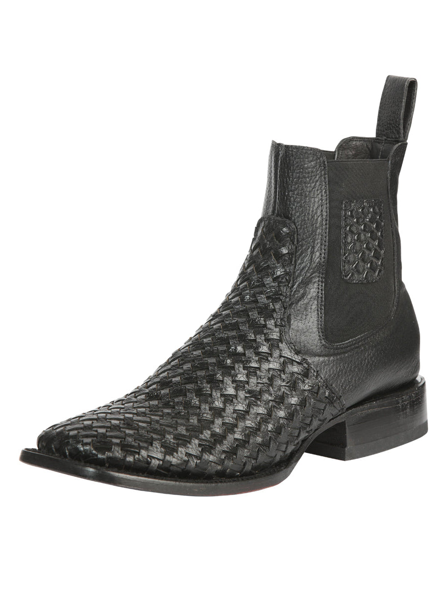 El General Men’s Rodeo Black Petatillo Woven Ankle Boots 45181