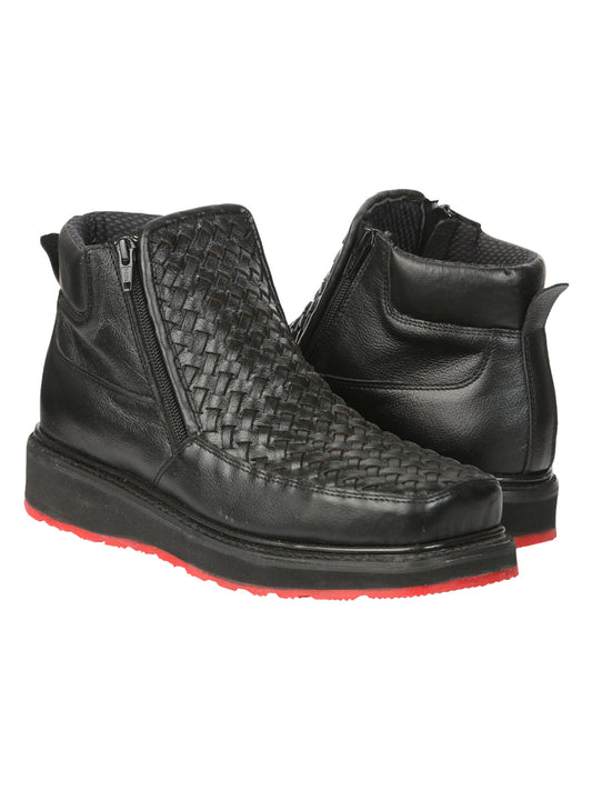 Botines negros de hombre El General de tejido con cremallera 45183
