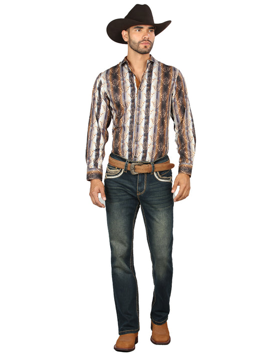Pantalón vaquero verde tintado para hombre Centenario con detalles bordados 45315