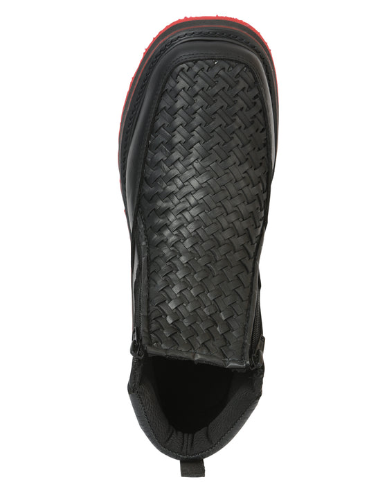 Sefeni Zapato de Hombre con Doble Cremallera de Cuero Crazy - Negro 45394