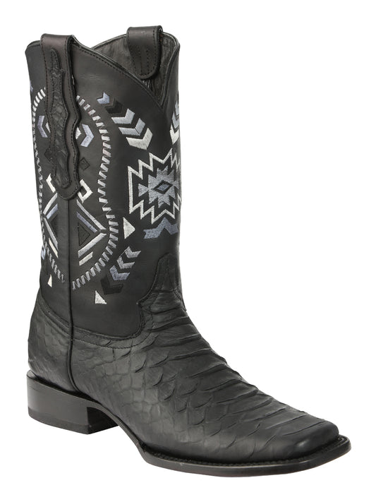 Botas de rodeo El General para hombre, imitación pitón negra 45398