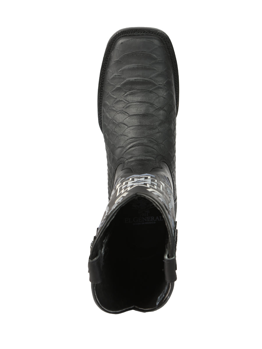 El General Men’s Black Python Imitation Rodeo Boots 45398