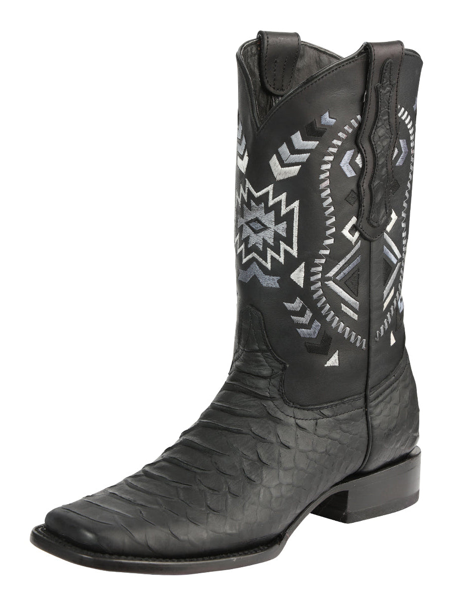 El General Men’s Black Python Imitation Rodeo Boots 45398
