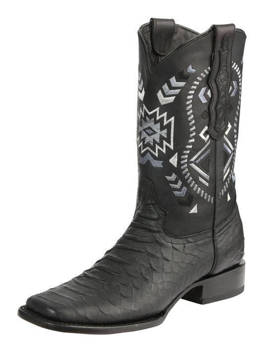 El General Men’s Black Python Imitation Rodeo Boots 45398