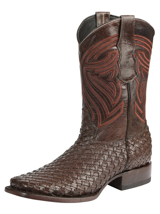 El General Men’s Leather Rodeo Boots Petatillo - Brown 45401