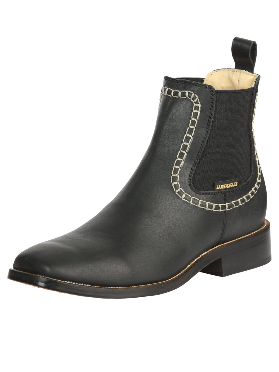 El General Men’s Leather Ankle Boots - Black 45420