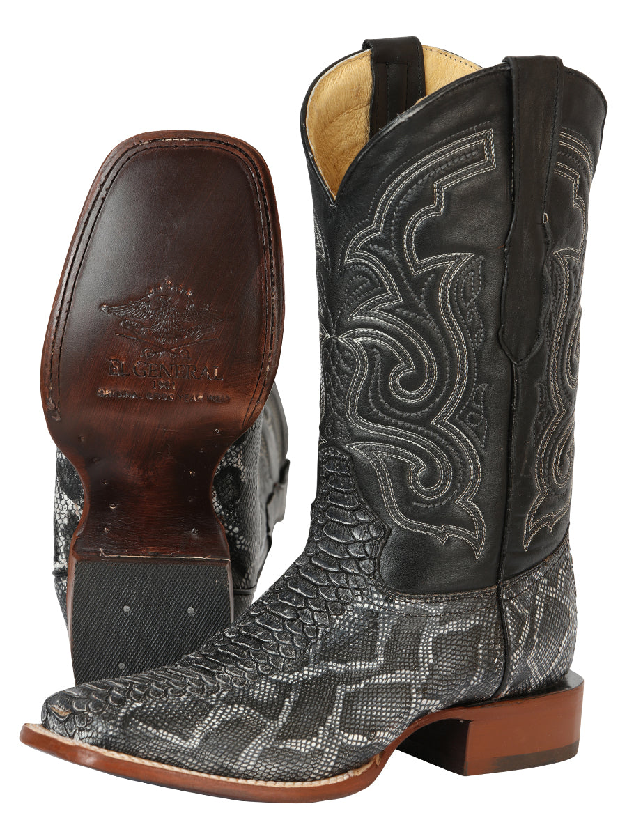 El General Men’s Python Imitation Rodeo Boots - Gray 45432