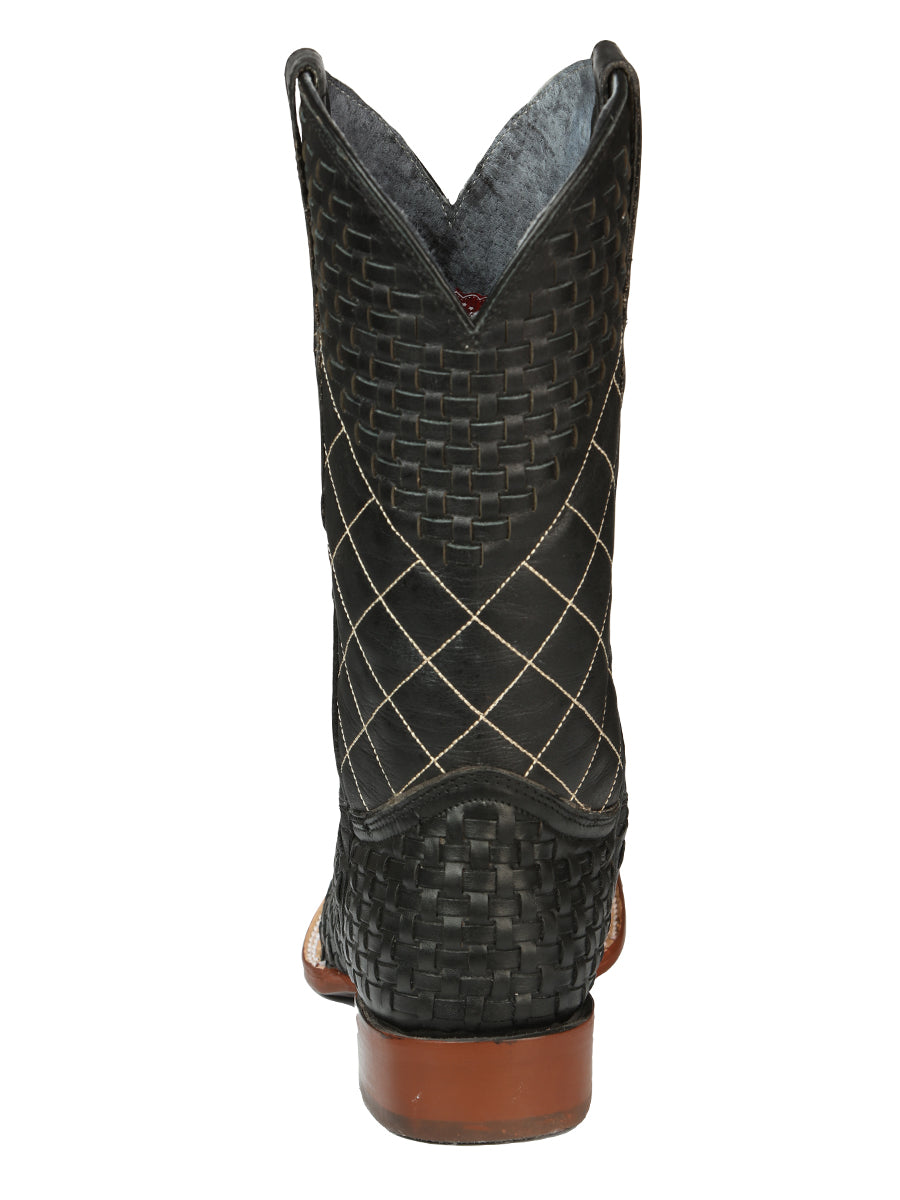 El General Men's Rodeo Boots Petatillo Leather - Black 45438