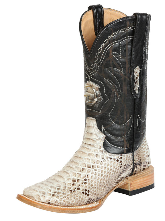 El General Men's Exotic Python Leather Cowboy Boots - Natural  45501